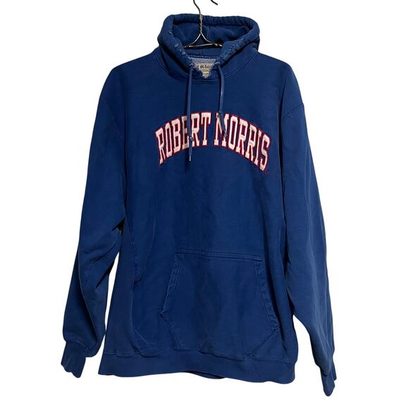 Robert Morris Hoodie Sweatshirt Vintage Y2K Mens Size XXL Blue Reverse Weave - Picture 1 of 10